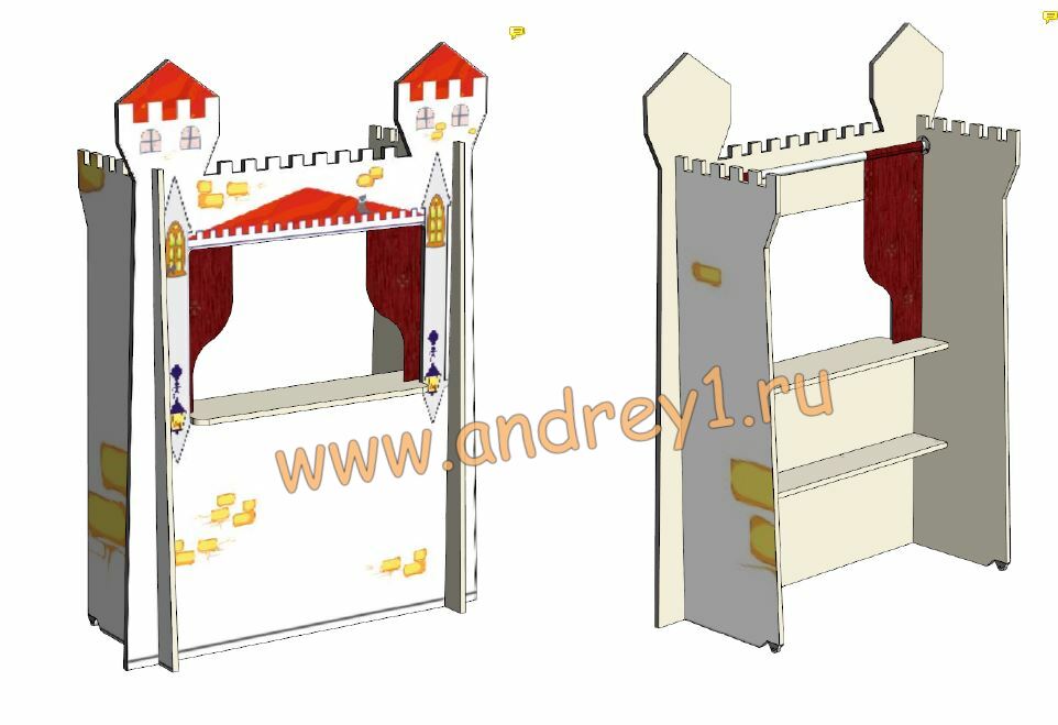 Ширма театральная для кукольного театра напольная "Замок"